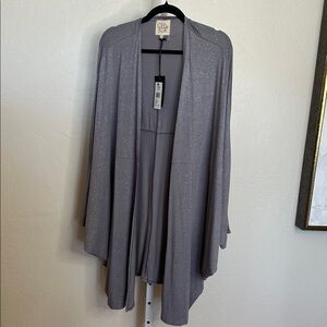NWT M/L Chaser Gray Open Front Cardigan with sparkles